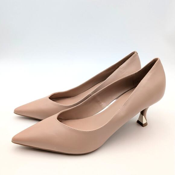 Nine West Ariella Pointed Toe Kitten Heel Pump Women's Natural Size US10M EU41 - Picture 1 of 7